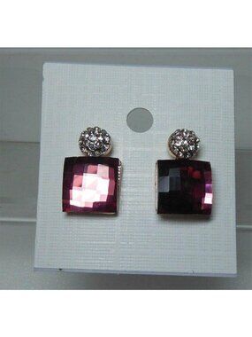 Archival Swarovski Elements Purple Crystal Cube & Pave Sphere Earrings